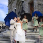 Bridesmaids on the steps of the legislature