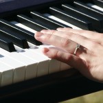 playing the piano at a wedding