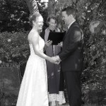 wedding ceremony with bride smiling